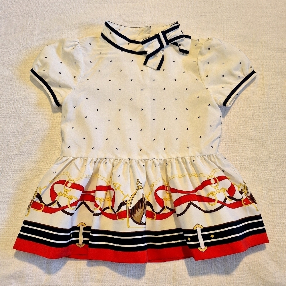 Janie and Jack girls size 6 Estate Stables line, back buttons, EUC